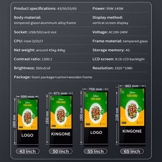 Bodenständer TFT LCD Digital Signage Media Video Player Werbedisplay