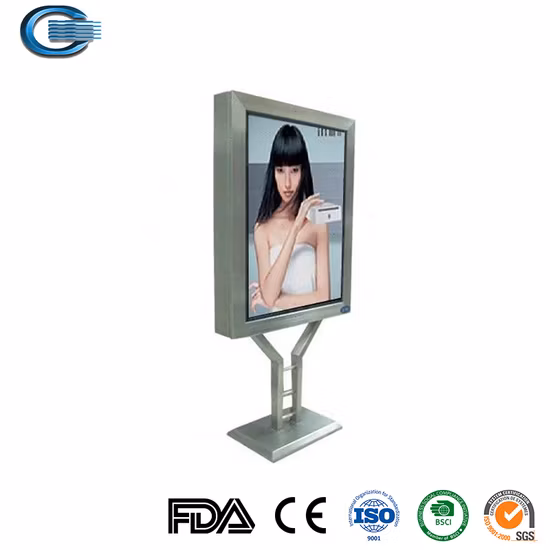 Huasheng Custom Design LED-Werbe-Leuchtkastenschild, Acryl-Front, Edelstahl, Rückgabe 3D-LED-Leuchtkästen, Werbung