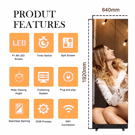 Indoor P2.5 Stehendes LED-Werbeplakatdisplay WiFi 4G-Steuerung Tragbarer LED-Panel-Bildschirm